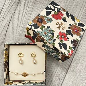 Tory Burch Pearl Earrings & Bracelet Set